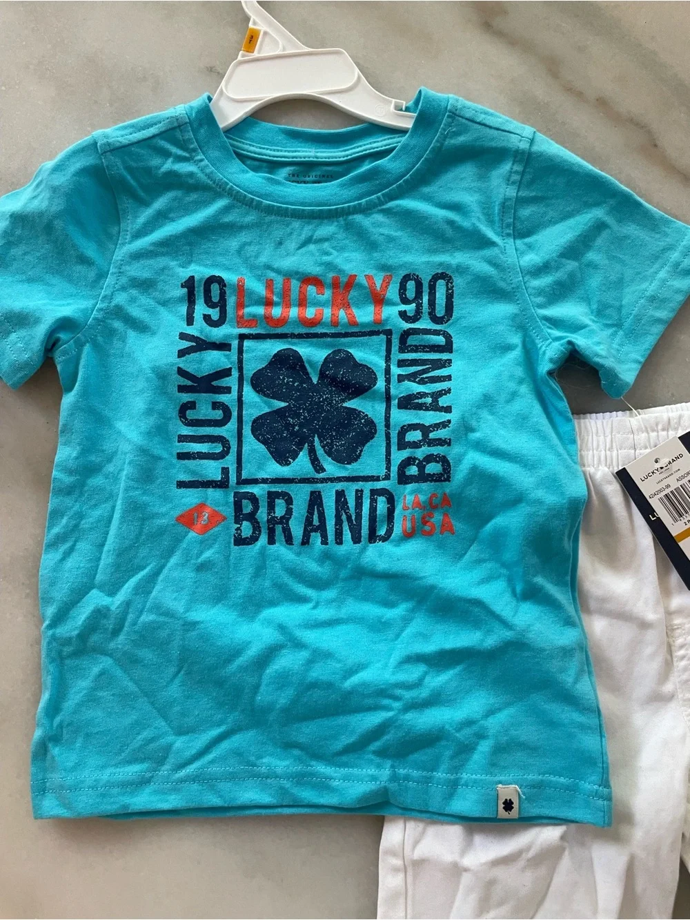 Lucky Brand Turquoise Tee and White Shorts Kids Set